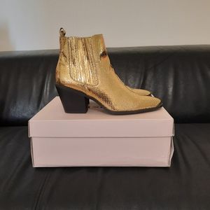 Metallic gold cowboy booties